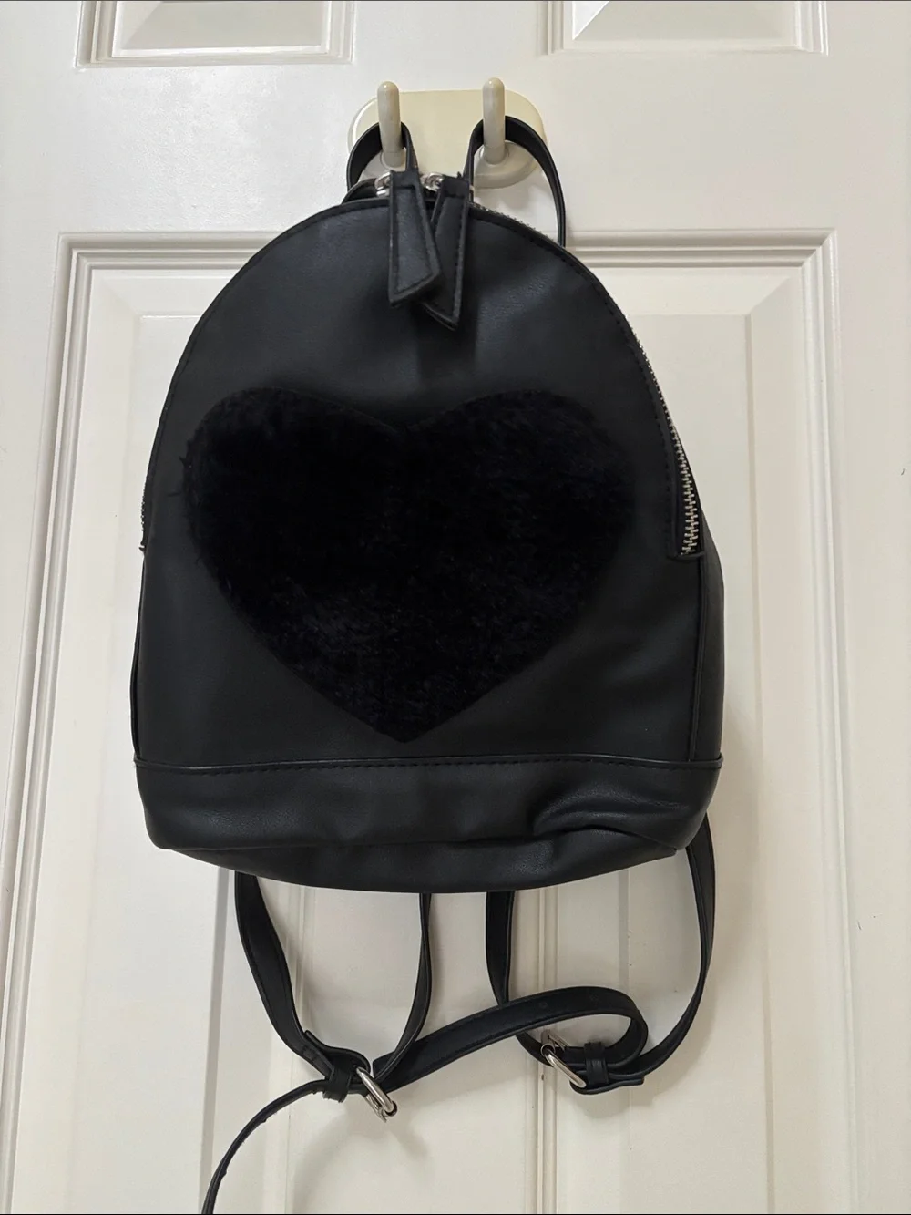 Candie's Black Mini Backpack with Plush Heart Patch